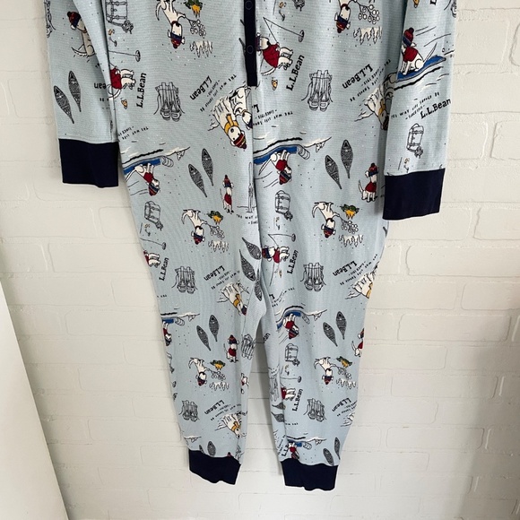 L.L. Bean Women’s Ski Underwear Pajama One piece Novelty print Waffle Blue M - Picture 3 of 14